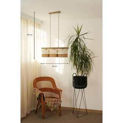 Brilagi - Ljuskrona med textilsladd FOREST 3xE27/15W/230V tall/beige/grädde