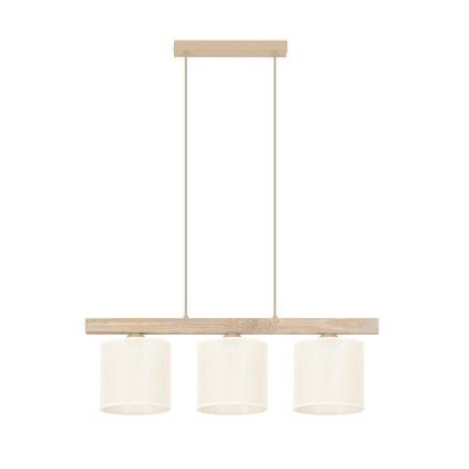 Brilagi - Ljuskrona med textilsladd FOREST 3xE27/15W/230V tall/brun/grädde