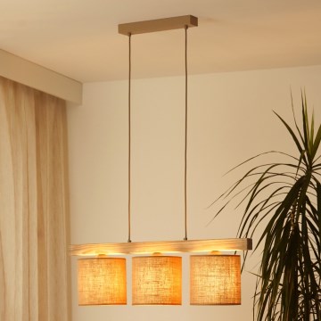 Brilagi - Ljuskrona med textilsladd FOREST 3xE27/15W/230V tall/brun