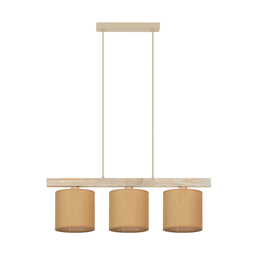 Brilagi - Ljuskrona med textilsladd FOREST 3xE27/15W/230V tall/brun