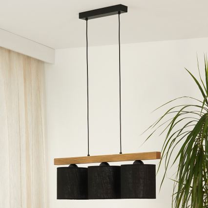 Brilagi - Ljuskrona med textilsladd FOREST 3xE27/15W/230V tall/svart