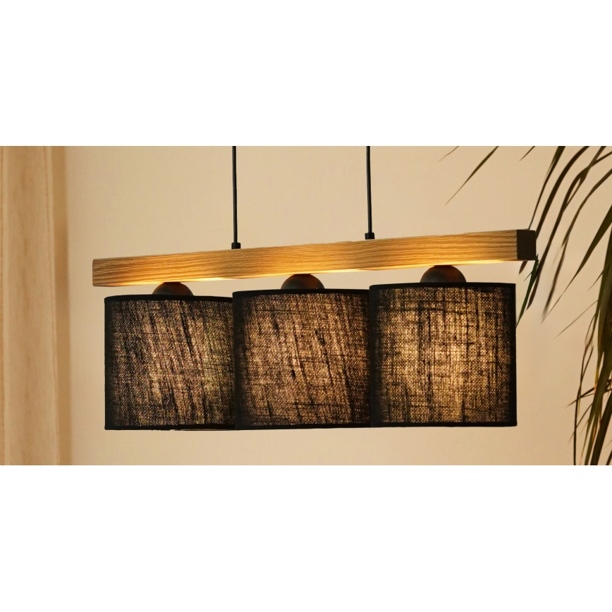 Brilagi - Ljuskrona med textilsladd FOREST 3xE27/15W/230V tall/svart