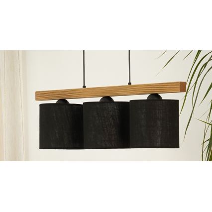 Brilagi - Ljuskrona med textilsladd FOREST 3xE27/15W/230V tall/svart