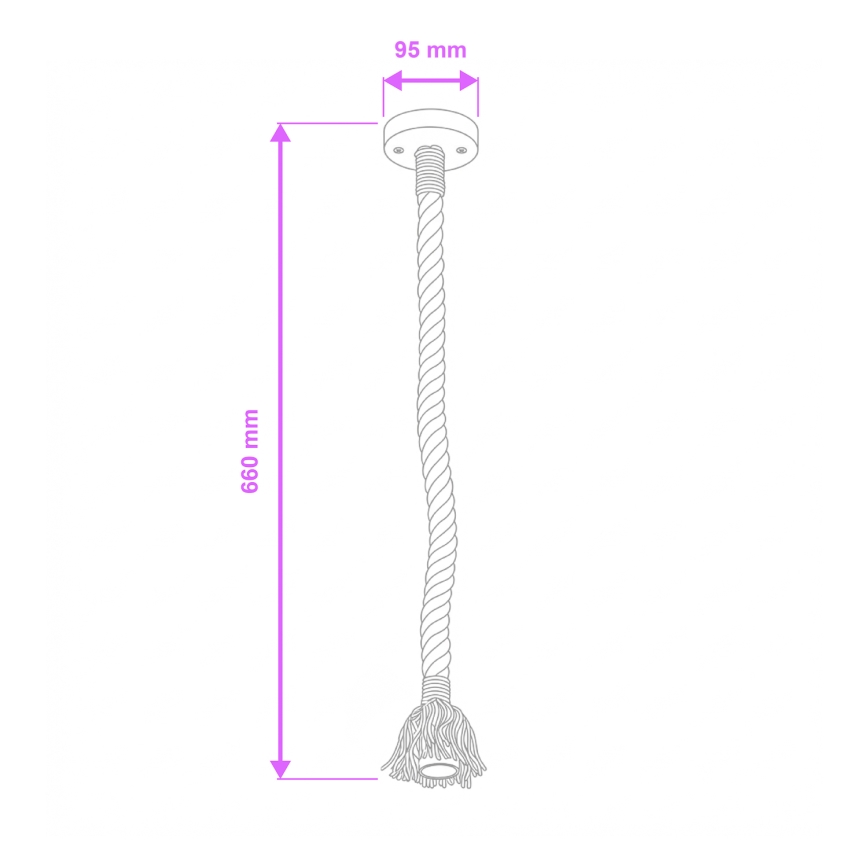 Brilagi - Ljuskrona med textilsladd KOS 1xE27/60W/230V bok