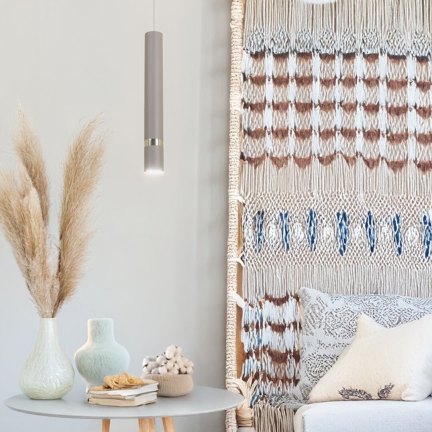 Brilagi - Ljuskrona med textilsladd POKER 1xGU10/25W/230V beige/guld