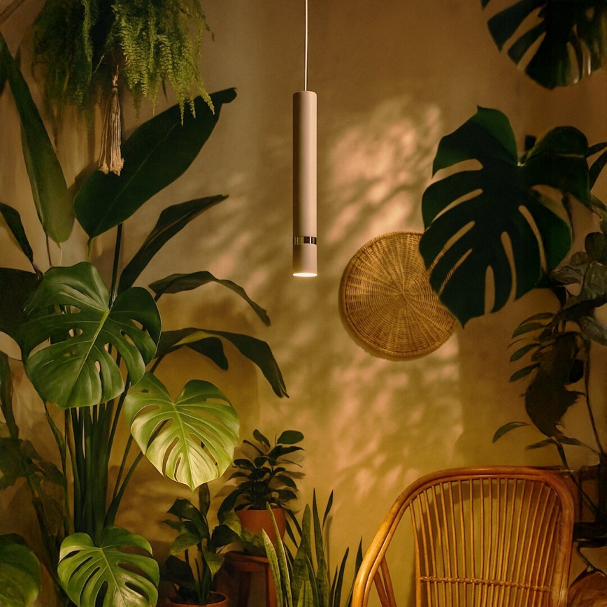 Brilagi - Ljuskrona med textilsladd POKER 1xGU10/25W/230V beige/guld