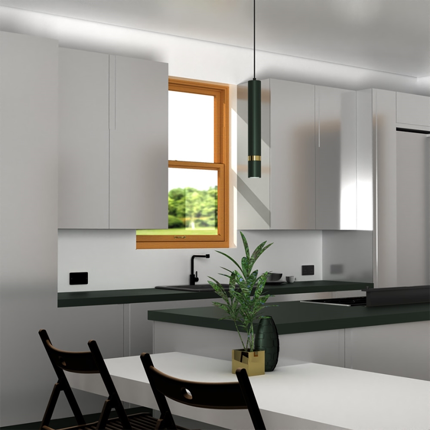 Brilagi - Ljuskrona med textilsladd POKER 1xGU10/25W/230V grön/guld