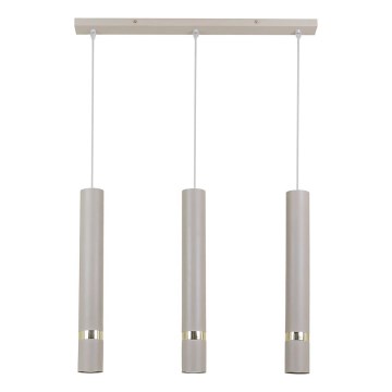 Brilagi - Ljuskrona med textilsladd POKER 3xGU10/25W/230V beige/guld