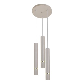 Brilagi - Ljuskrona med textilsladd POKER 3xGU10/25W/230V beige/guld