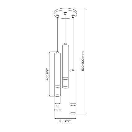 Brilagi - Ljuskrona med textilsladd POKER 3xGU10/25W/230V beige/guld