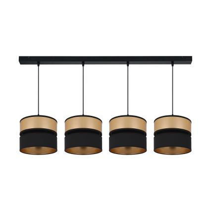 Brilagi - Ljuskrona med textilsladd ROYAL 4xE27/15W/230V svart/guld