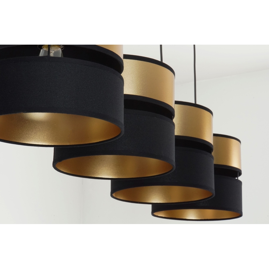 Brilagi - Ljuskrona med textilsladd ROYAL 4xE27/15W/230V svart/guld