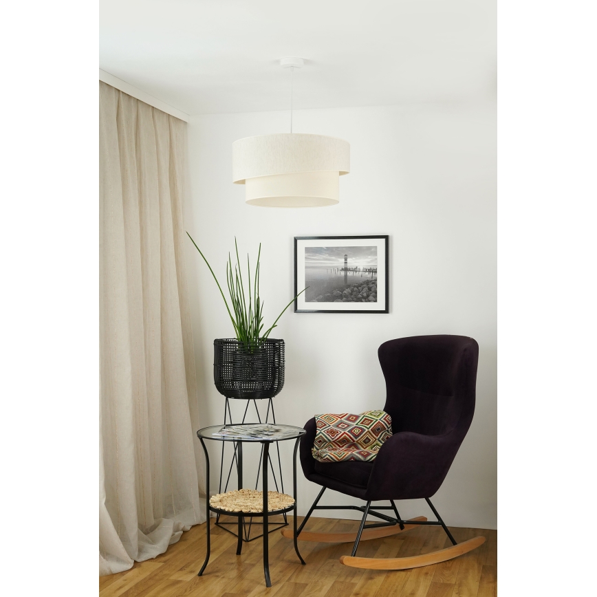 Brilagi - Ljuskrona med textilsladd SHINE 1xE27/15W/230V diameter 50 cm grädde