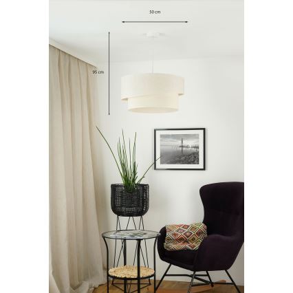 Brilagi - Ljuskrona med textilsladd SHINE 1xE27/15W/230V diameter 50 cm grädde