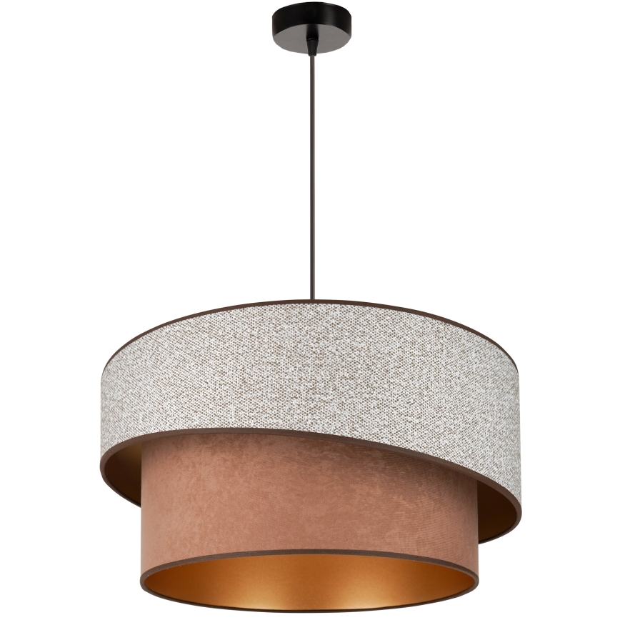 Brilagi - Ljuskrona med textilsladd VEGAS SHINE 1xE27/15W/230V diameter 50 cm grå/brun