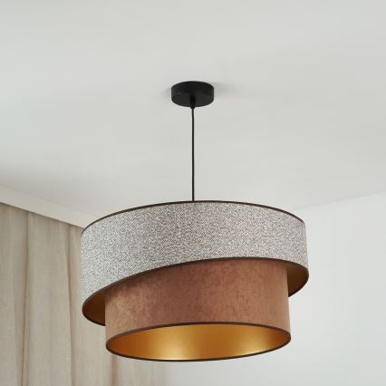 Brilagi - Ljuskrona med textilsladd VEGAS SHINE 1xE27/15W/230V diameter 50 cm grå/brun