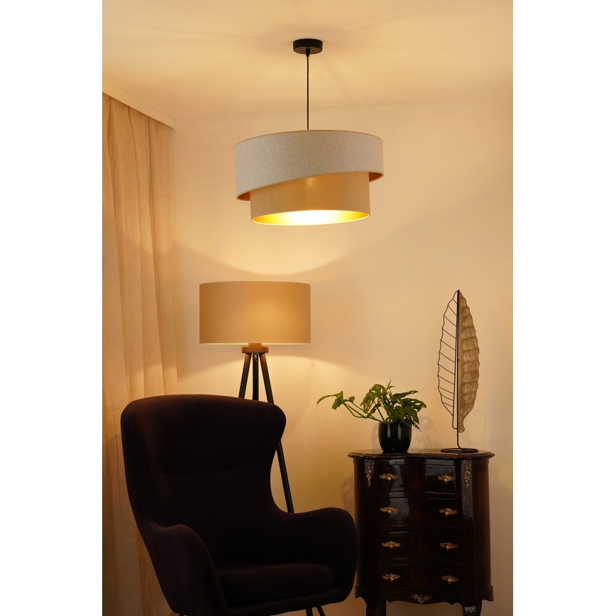 Brilagi - Ljuskrona med textilsladd VEGAS SHINE 1xE27/15W/230V diameter 50 cm grädde/beige