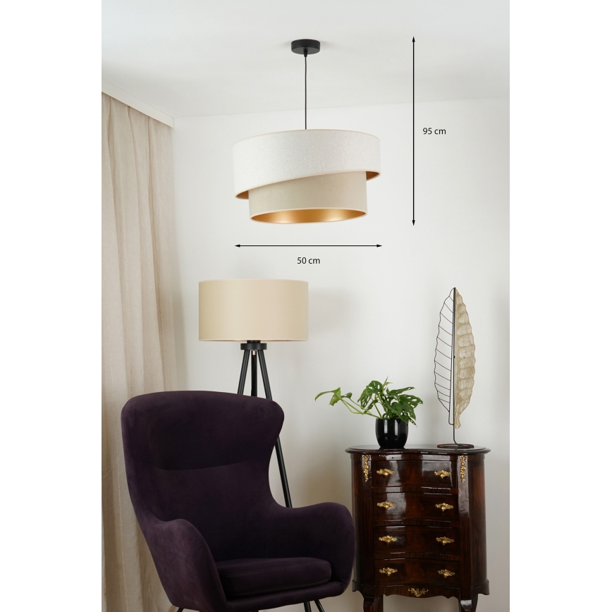 Brilagi - Ljuskrona med textilsladd VEGAS SHINE 1xE27/15W/230V diameter 50 cm grädde/beige