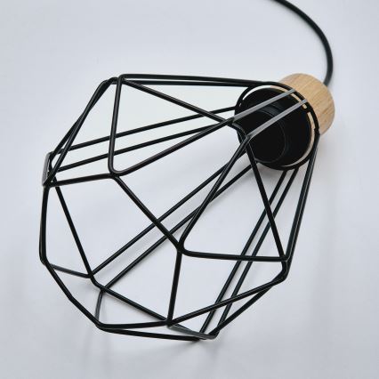 Brilagi - Ljuskrona med textilsladd WOODY BASKET 1xE27/60W/230V ek