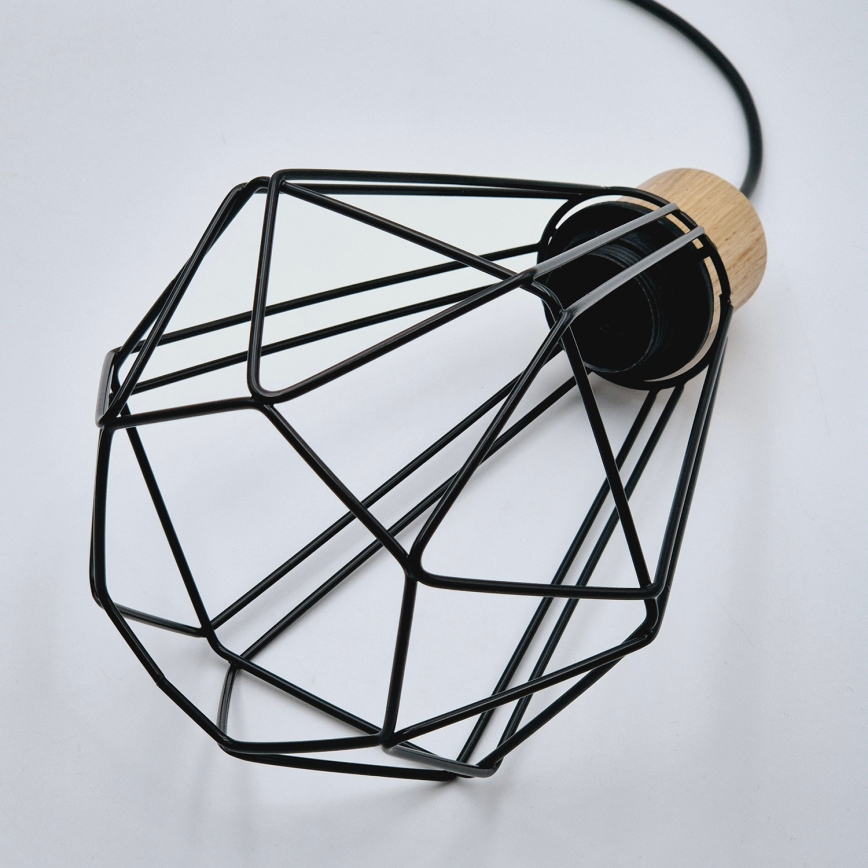 Brilagi - Ljuskrona med textilsladd WOODY BASKET 1xE27/60W/230V ek