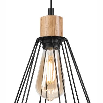 Brilagi - Ljuskrona med textilsladd WOODY BASKET 1xE27/60W/230V ek