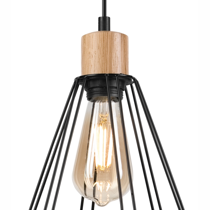 Brilagi - Ljuskrona med textilsladd WOODY BASKET 1xE27/60W/230V ek