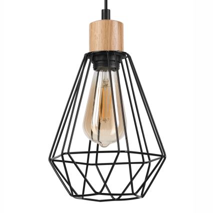 Brilagi - Ljuskrona med textilsladd WOODY BASKET 1xE27/60W/230V ek