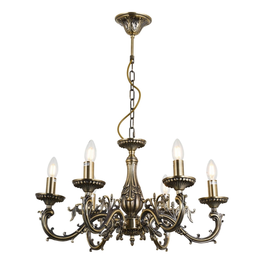 Brilagi - Ljuskrona på kedja CLASSIC 6xE14/60W/230V mässing