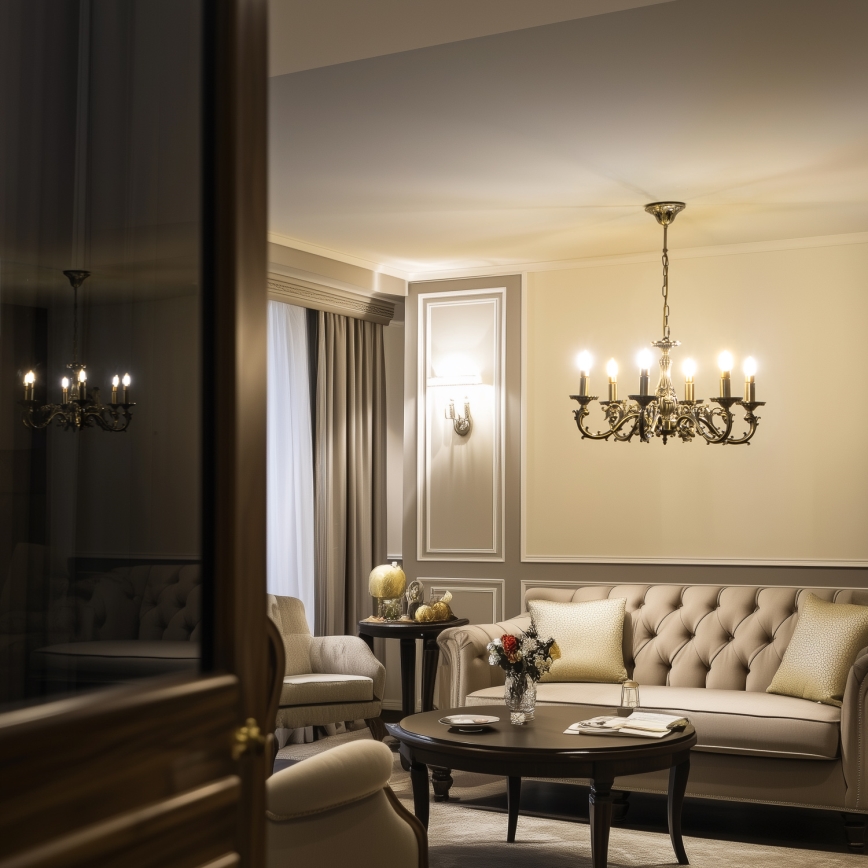 Brilagi - Ljuskrona på kedja CLASSIC 6xE14/60W/230V mässing