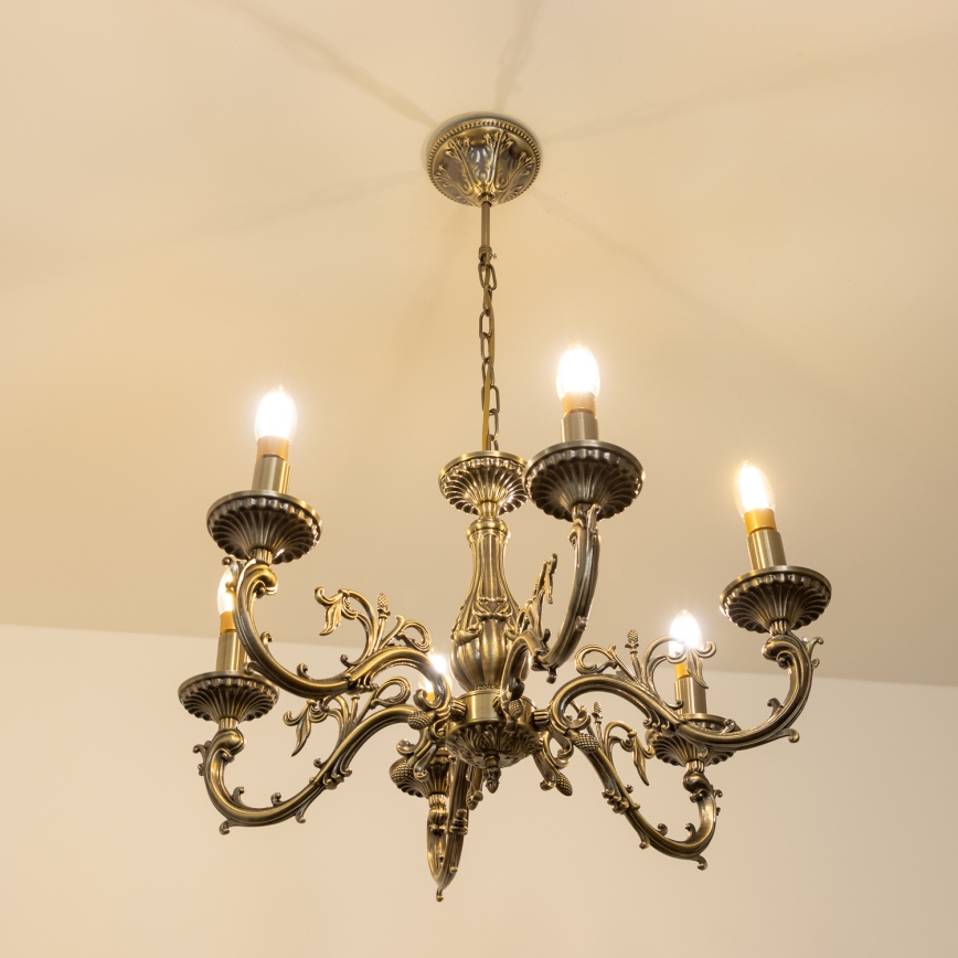 Brilagi - Ljuskrona på kedja CLASSIC 6xE14/60W/230V mässing