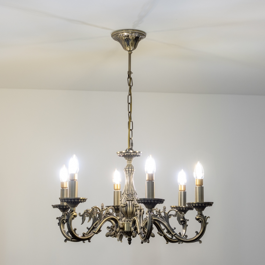 Brilagi - Ljuskrona på kedja CLASSIC 6xE14/60W/230V mässing