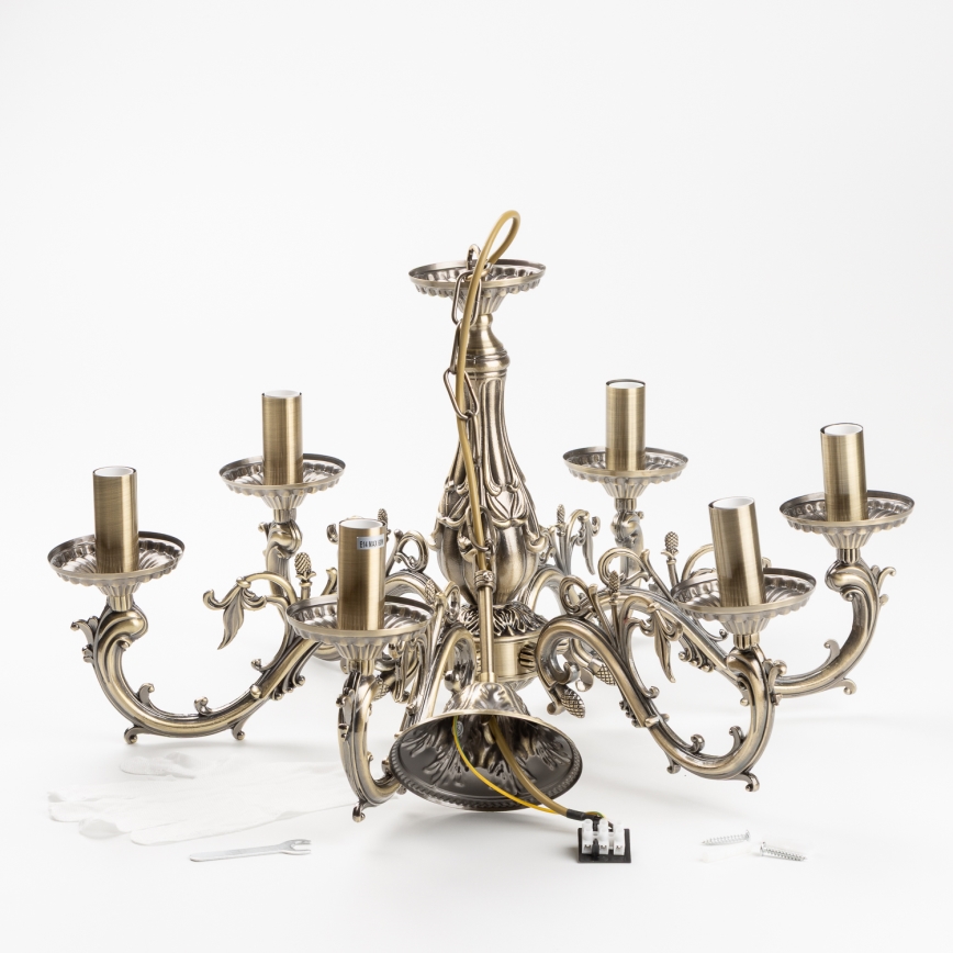 Brilagi - Ljuskrona på kedja CLASSIC 6xE14/60W/230V mässing