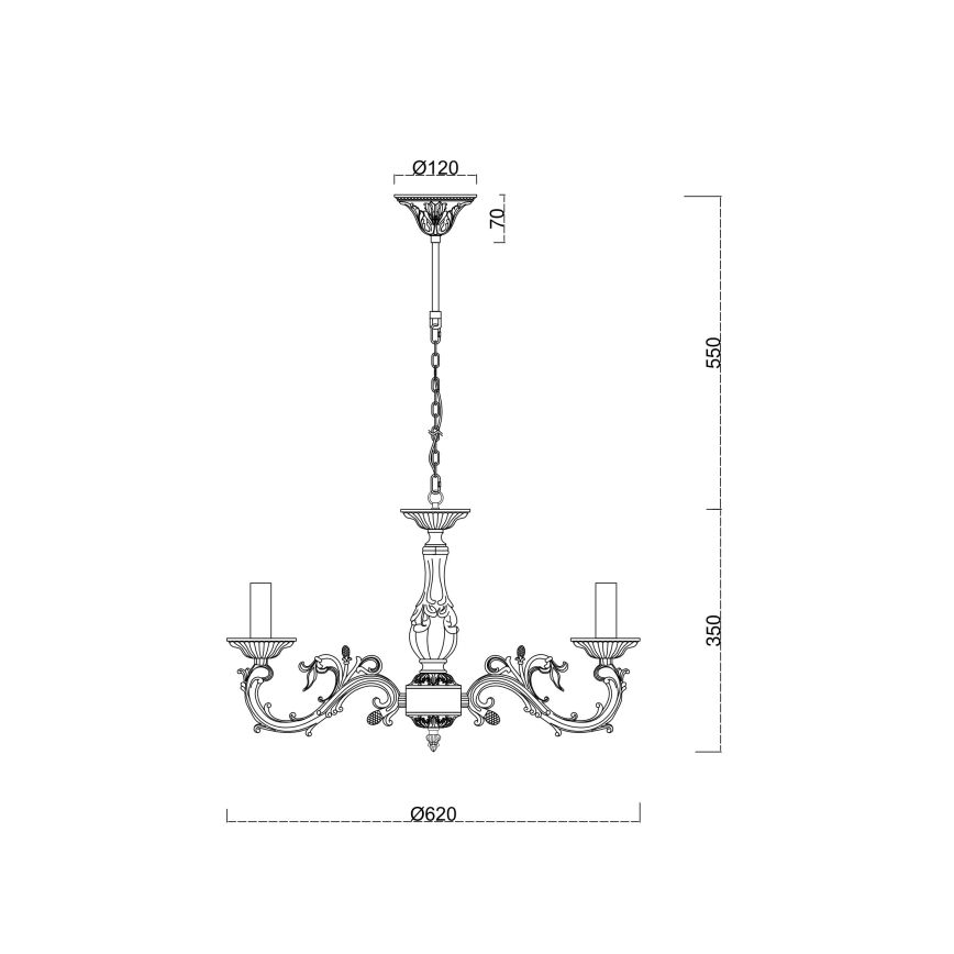 Brilagi - Ljuskrona på kedja CLASSIC 6xE14/60W/230V mässing