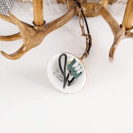 Brilagi - Ljuskrona på kedja DEER 6xE14/10W/230V Ø 102 cm hjorthorn