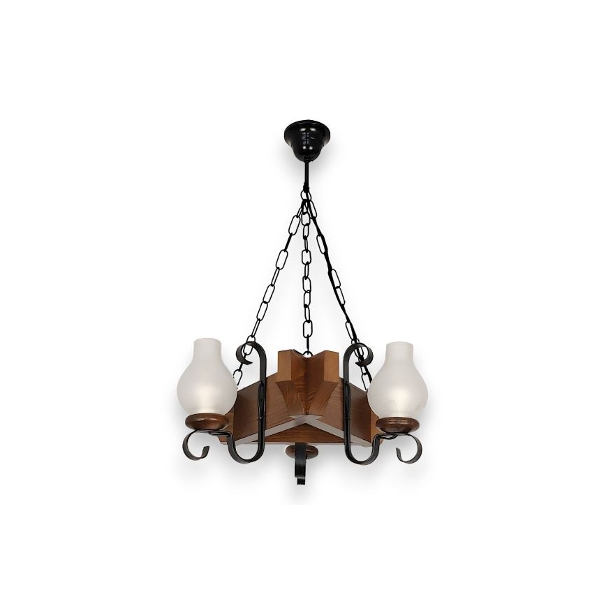 Brilagi - Ljuskrona på kedja QUEEN 3xE14/40W/230V bok/valnöt