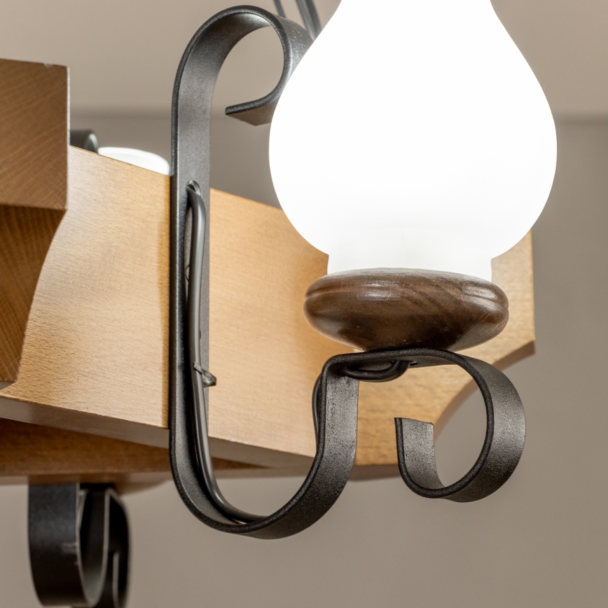 Brilagi - Ljuskrona på kedja QUEEN 3xE14/40W/230V bok/valnöt