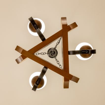 Brilagi - Ljuskrona på kedja QUEEN 3xE14/40W/230V bok/valnöt