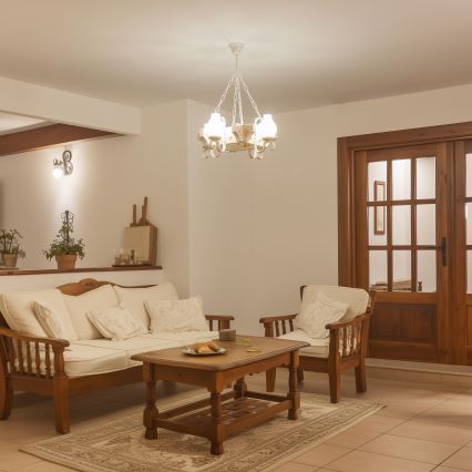 Brilagi - Ljuskrona på kedja QUEEN 4xE14/40W/230V bok/krämvit