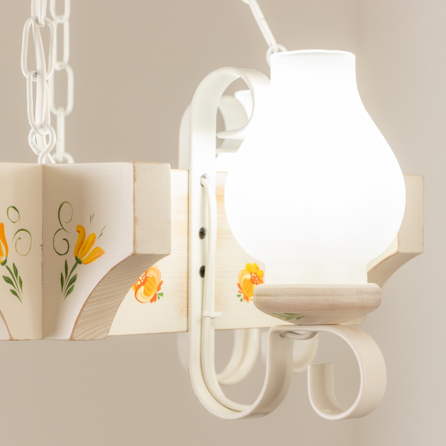 Brilagi - Ljuskrona på kedja QUEEN 4xE14/40W/230V bok/krämvit