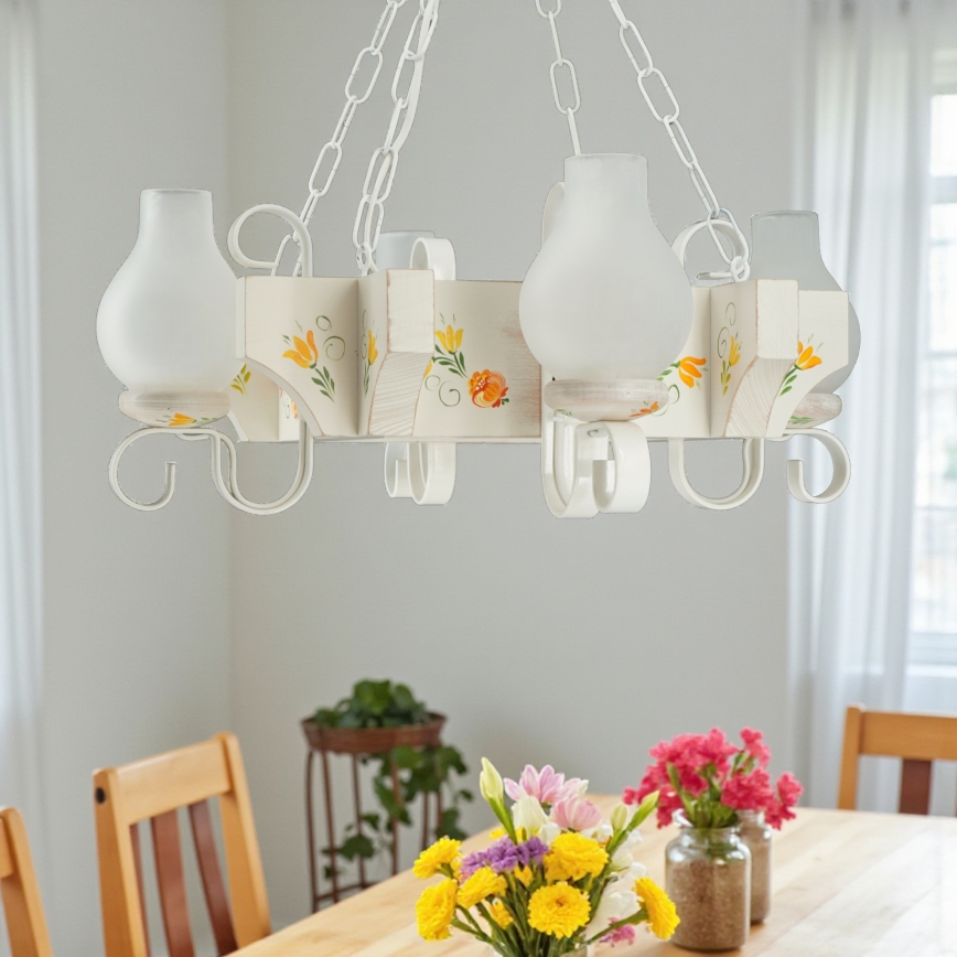 Brilagi - Ljuskrona på kedja QUEEN 4xE14/40W/230V bok/krämvit