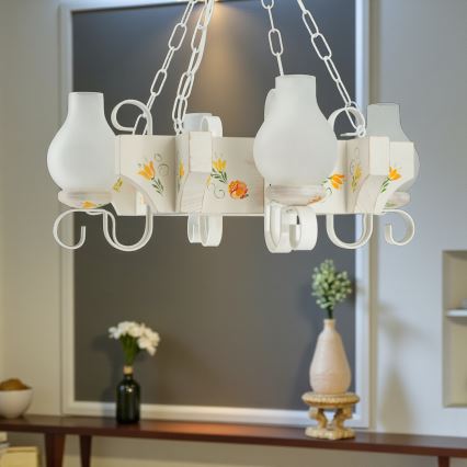Brilagi - Ljuskrona på kedja QUEEN 4xE14/40W/230V bok/krämvit