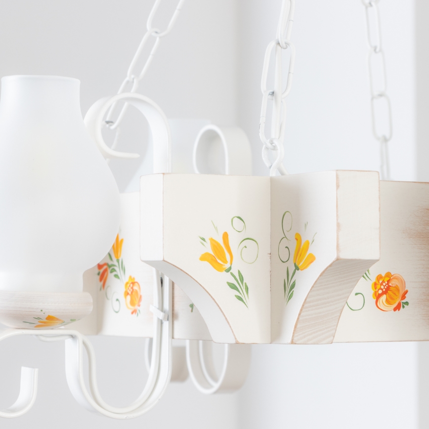 Brilagi - Ljuskrona på kedja QUEEN 4xE14/40W/230V bok/krämvit