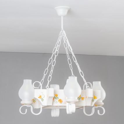 Brilagi - Ljuskrona på kedja QUEEN 4xE14/40W/230V bok/krämvit