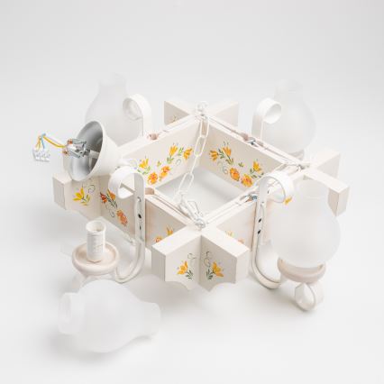 Brilagi - Ljuskrona på kedja QUEEN 4xE14/40W/230V bok/krämvit