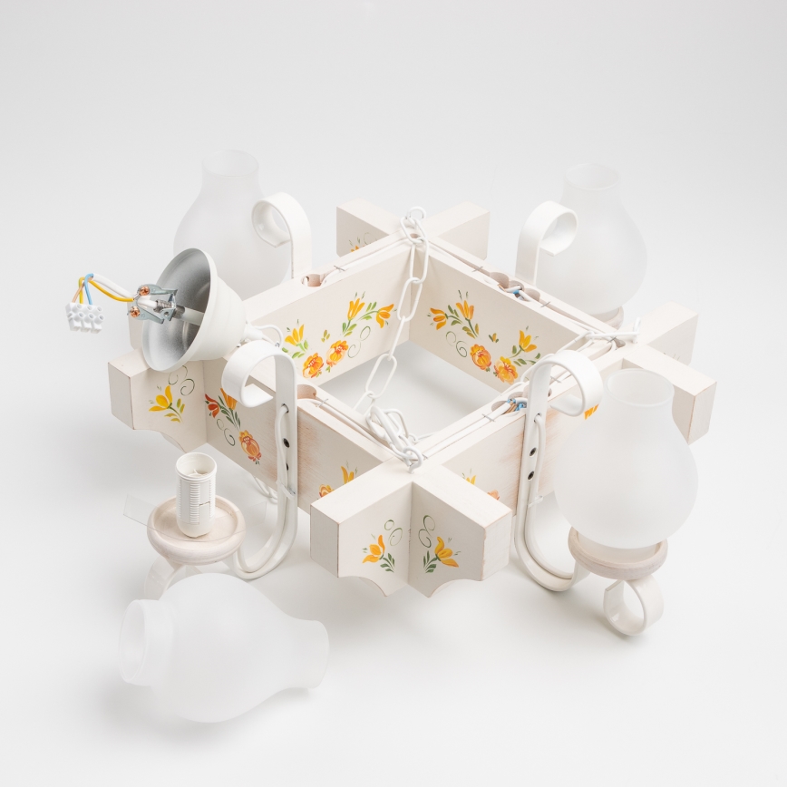 Brilagi - Ljuskrona på kedja QUEEN 4xE14/40W/230V bok/krämvit