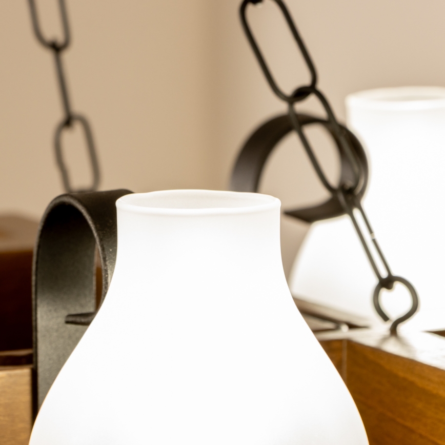 Brilagi - Ljuskrona på kedja QUEEN 4xE14/40W/230V bok/valnöt