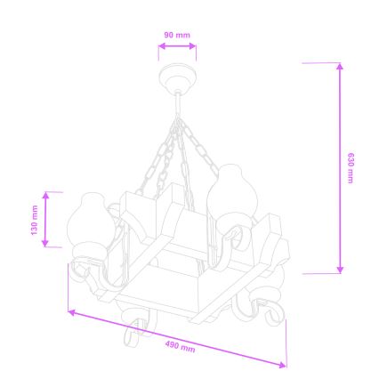 Brilagi - Ljuskrona på kedja QUEEN 4xE14/40W/230V bok/valnöt