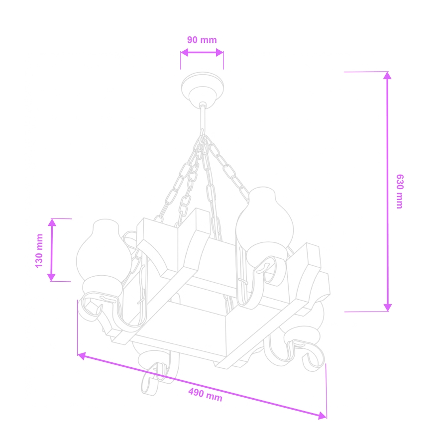 Brilagi - Ljuskrona på kedja QUEEN 4xE14/40W/230V bok/valnöt