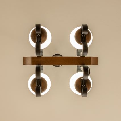 Brilagi - Ljuskrona på kedja QUEEN 4xE14/40W/230V bok/valnöt