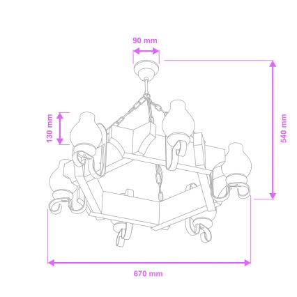 Brilagi - Ljuskrona på kedja QUEEN 6xE14/40W/230V bok